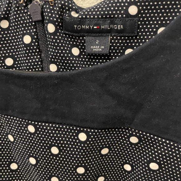 Tommy Hilfiger Navy Blue White Polka Dots Mini BodyCon Dress Size 2 - Picture 2 of 12